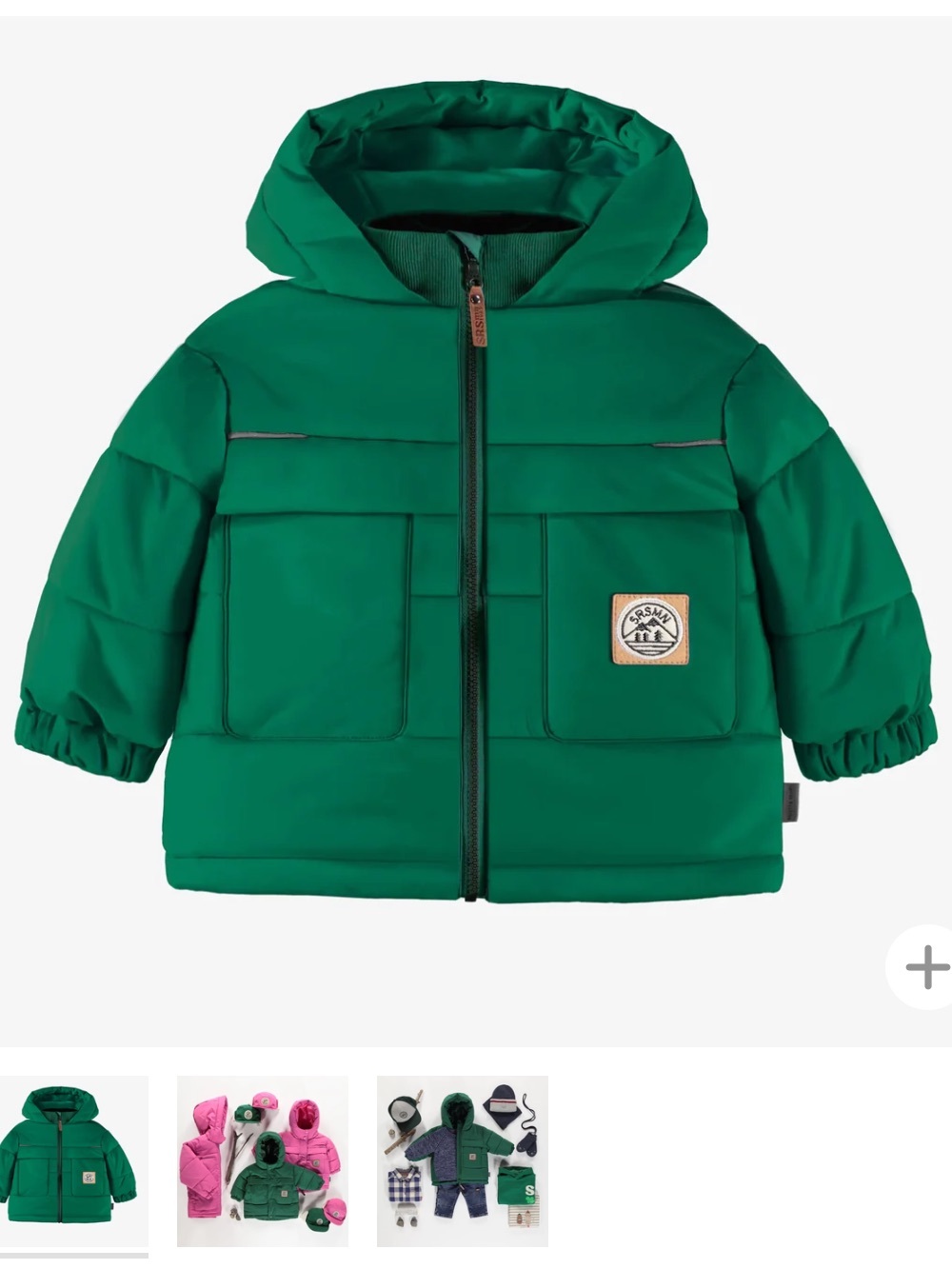 Souris Mini Green Puffer Hooded Toddler Jacket